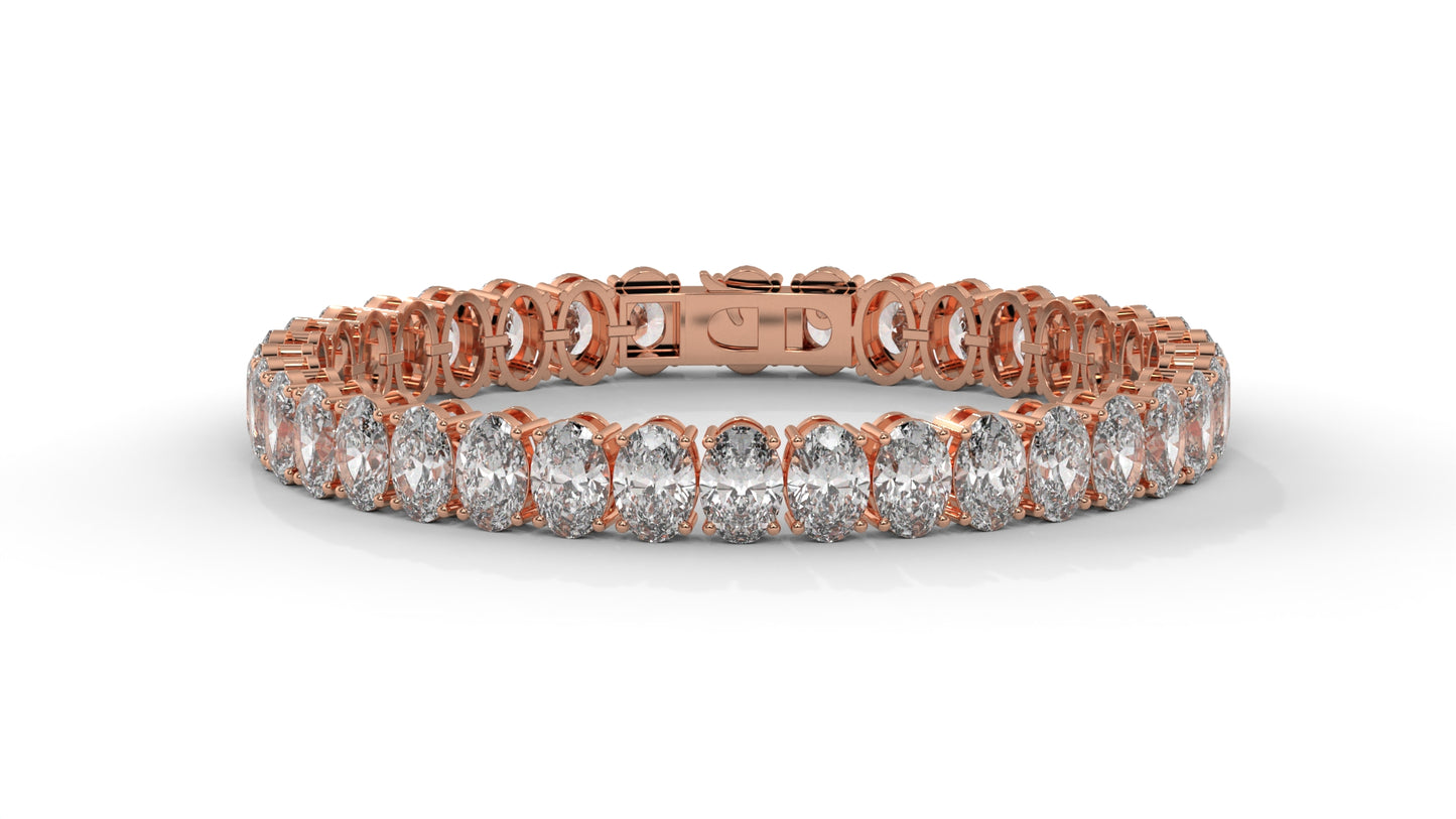 23.40 CTW Oval Diamond Bracelet in 14K Rose Gold – Luxury Tennis Bracelet