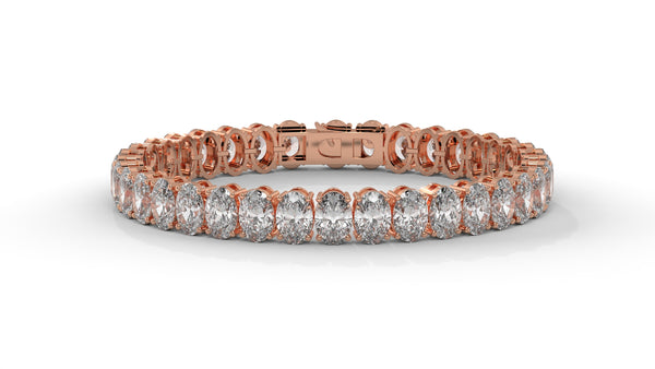 23.40 CTW Oval Diamond Bracelet in 14K Rose Gold – Luxury Tennis Bracelet