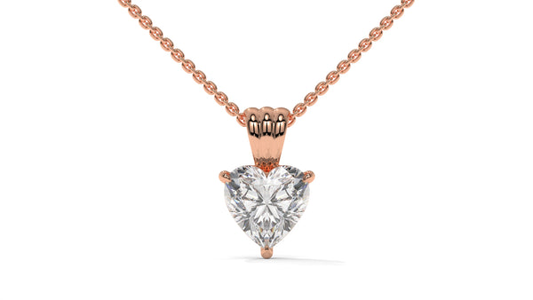 1.00 CTW Heart-Shaped Diamond Solitaire Pendant in 14K Rose Gold – Secure Claw-Prong Setting