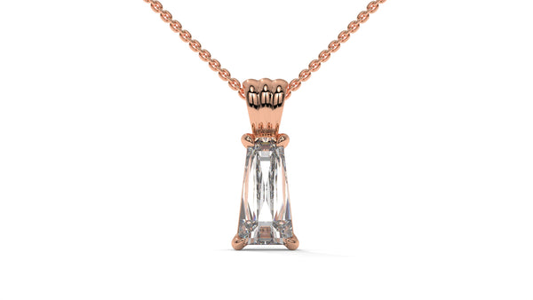 2.00 CTW Tapered Baguette Diamond Solitaire Pendant in 14K Rose Gold – Secure Claw-Prong Setting