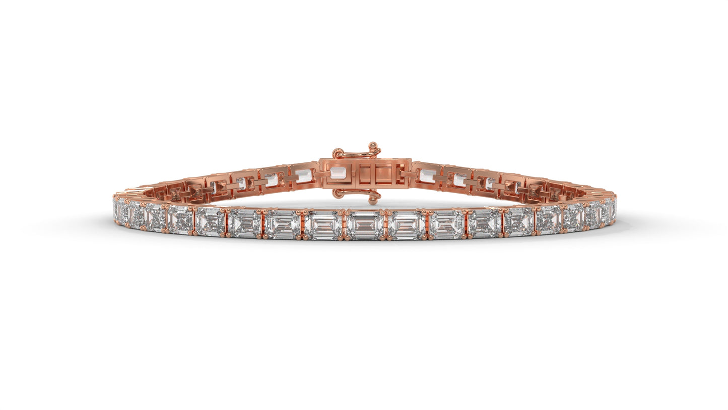 7.80 CTW Emerald Cut Diamond Classic Tennis Bracelet in 14K Rose Gold