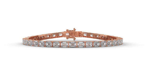 7.80 CTW Emerald Cut Diamond Classic Tennis Bracelet in 14K Rose Gold