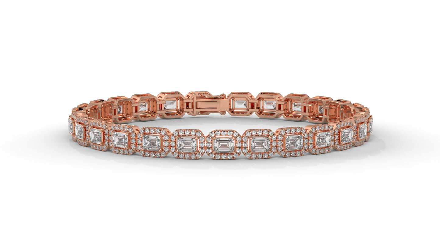 7.00 CTW Diamond Halo Bracelet in 14K Rose Gold - Luxury Statement Design