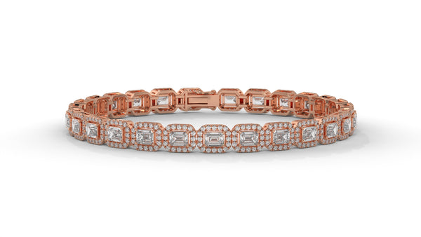 7.00 CTW Diamond Halo Bracelet in 14K Rose Gold - Luxury Statement Design
