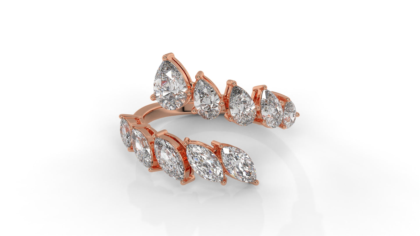 2.46 CTW Pear and Marquise Diamond Ring in 14K Rose Gold