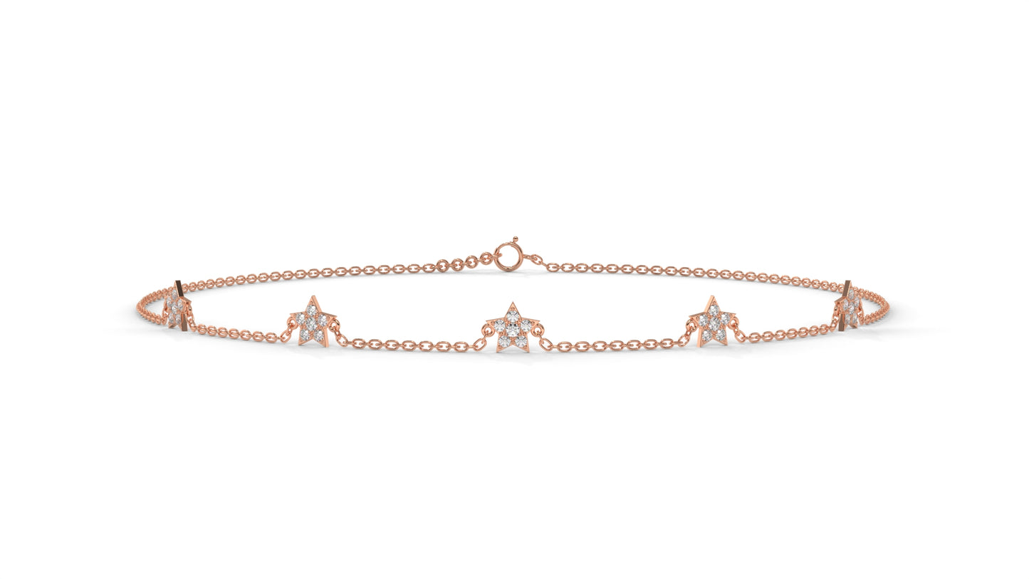 0.75 Ctw Diamond Star Bracelet in 14K Rose Gold