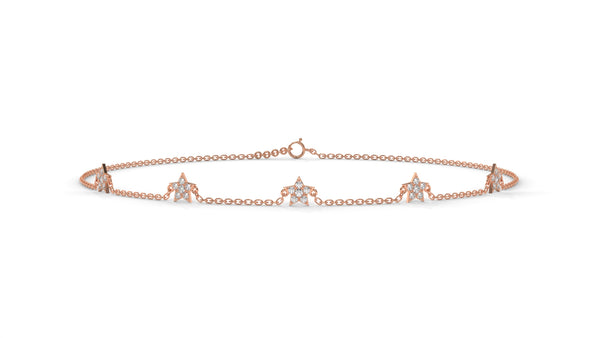 0.75 Ctw Diamond Star Bracelet in 14K Rose Gold
