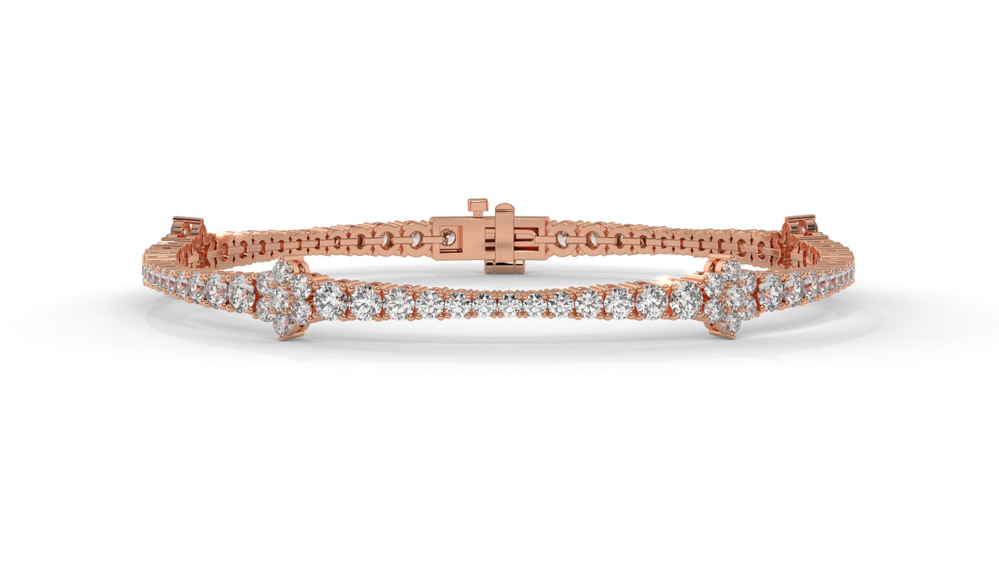 4.95 CTW Diamond Tennis Bracelet in 14K Rose Gold – Classic Round Cut Design