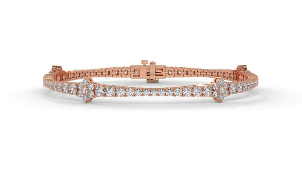 4.95 CTW Diamond Tennis Bracelet in 14K Rose Gold – Classic Round Cut Design