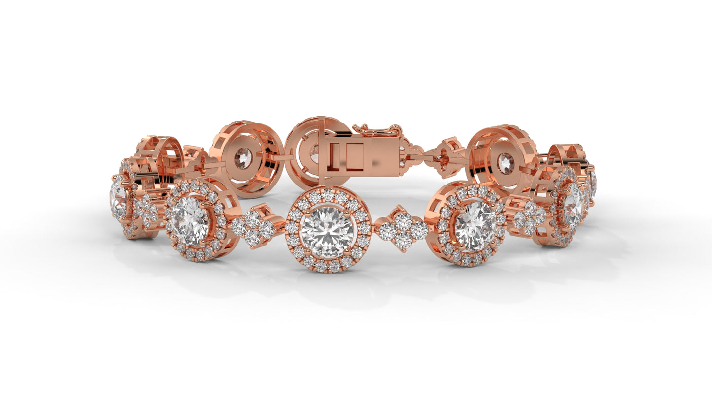 4.18 CTW Diamond Halo Link Bracelet in 14K Rose Gold