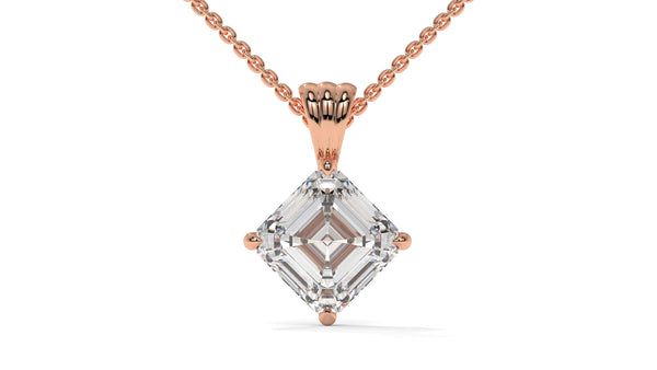 2.00 CTW Asscher-Cut Diamond Solitaire Pendant in 14K Rose Gold – Secure Claw-Prong Setting