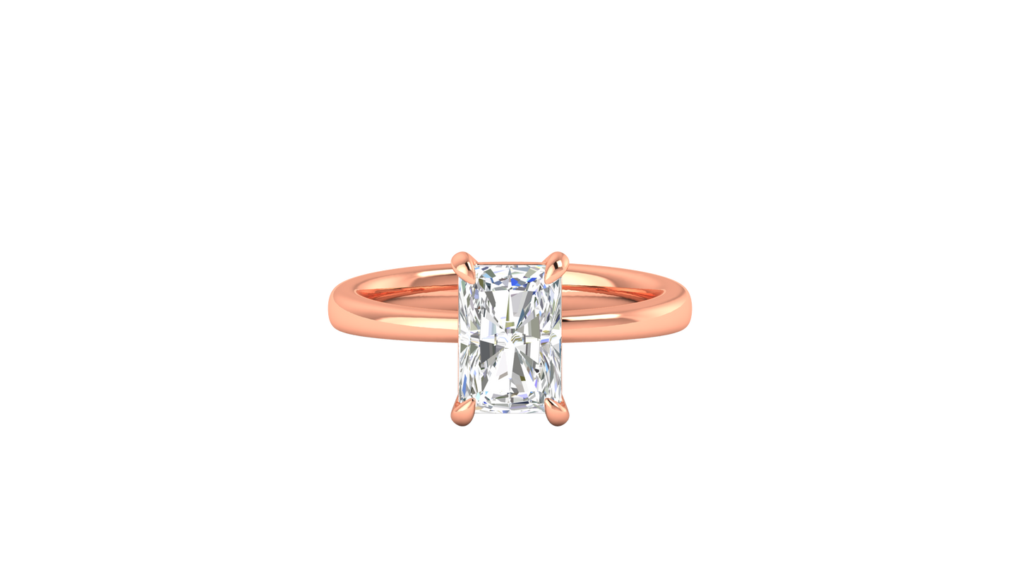 2.00 Ctw Radiant Cut Solitaire Engagement Ring Set In 14K Rose Gold