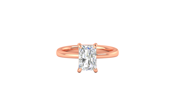 2.00 Ctw Radiant Cut Solitaire Engagement Ring Set In 14K Rose Gold