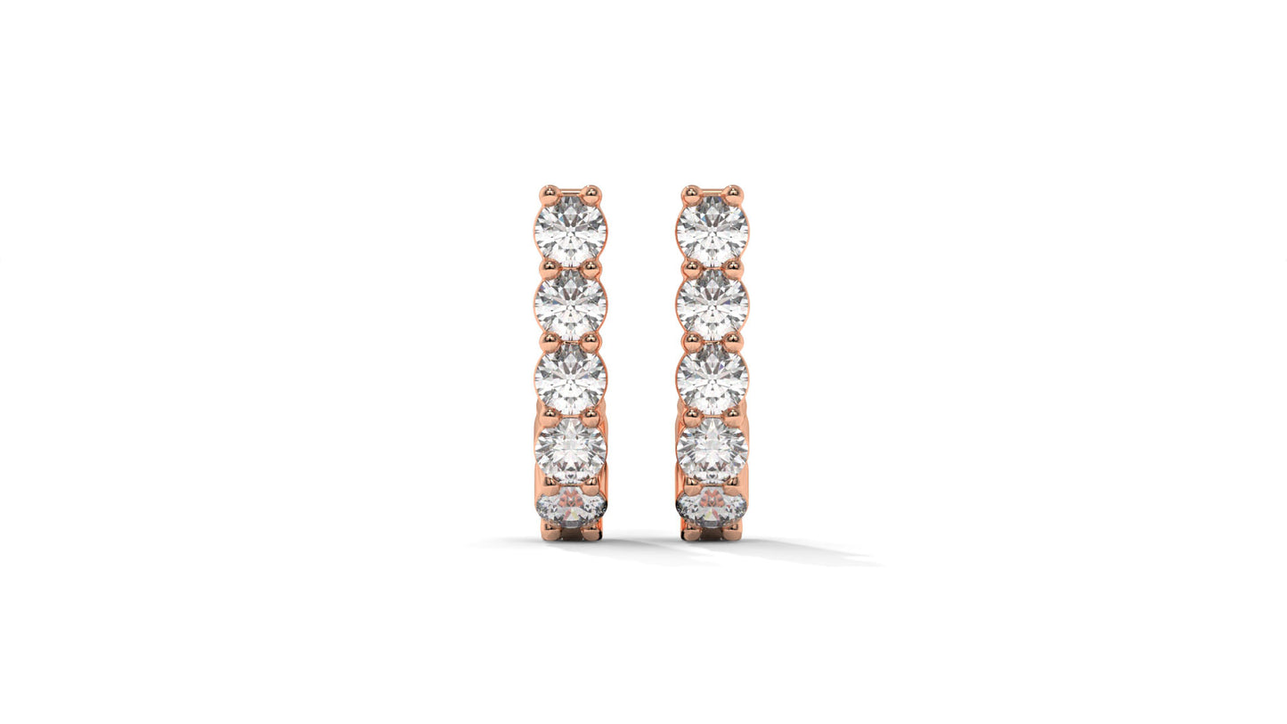 0.74 CTW Round Diamond Hoop Earrings In 14K Rose Gold – Shared-Prong Setting