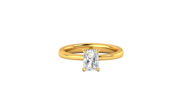 1.00 Ctw Radiant Cut Solitaire Engagement Ring Set In 14k Yellow Gold