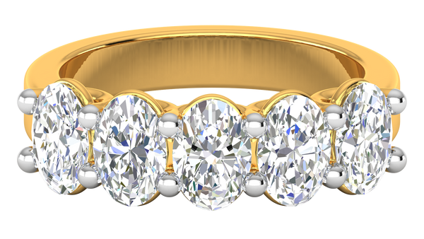 2.50 Ctw Luxurious Oval Cut Five-Stone Wedding Band With U-Shape Prong Setting In 14K Yellow Gold