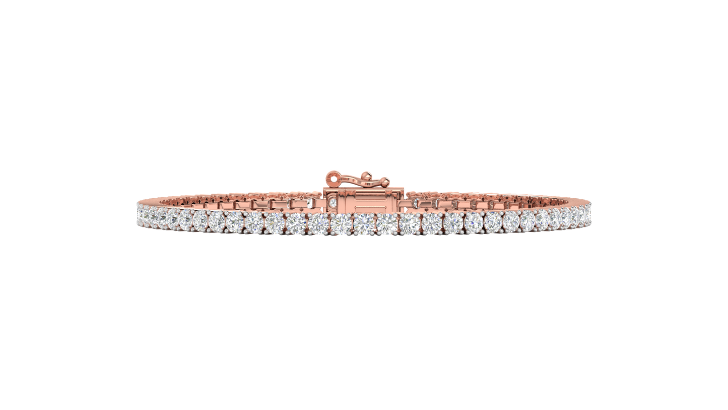 6.10 Ctw Round Brilliant Diamond Tennis Bracelet In 14K Rose Gold