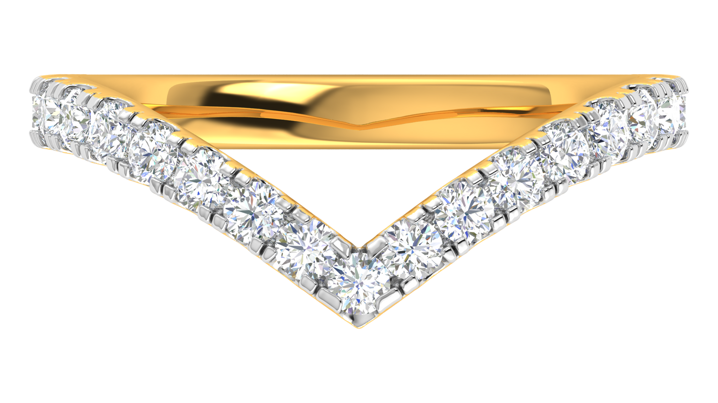 0.63 Ctw Elegant Diamond Chevron Ring Set In 14K Yellow Gold