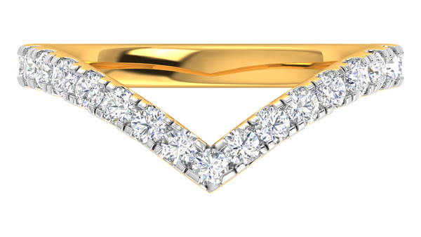 0.63 Ctw Elegant Diamond Chevron Ring Set In 14K Yellow Gold