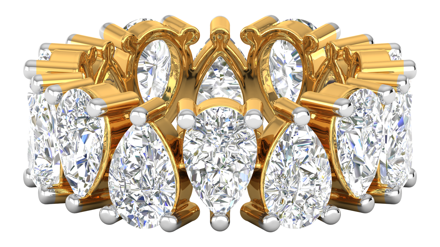 7.00 Ctw Pear Cut Diamond Eternity Band Set In 14K Yellow Gold