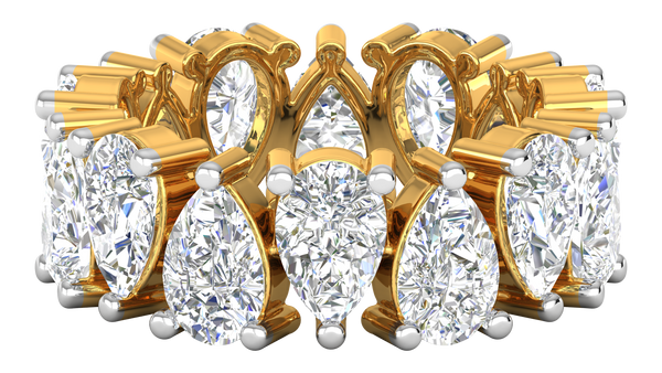 7.00 Ctw Pear Cut Diamond Eternity Band Set In 14K Yellow Gold