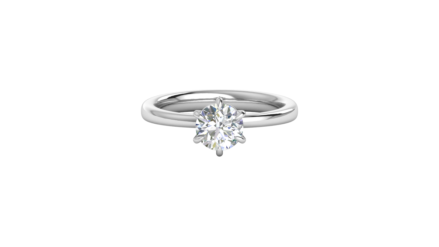 1.00 Ctw Classic Solitaire Engagement Ring Set In 14K White Gold