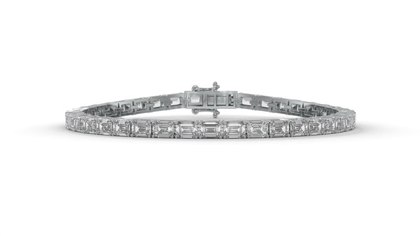 7.80 CTW Emerald Cut Diamond Classic Tennis Bracelet in 14K White Gold