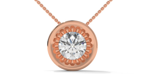 2.00 CTW Round Diamond Bezel-Set Solitaire Pendant in 14K Rose Gold