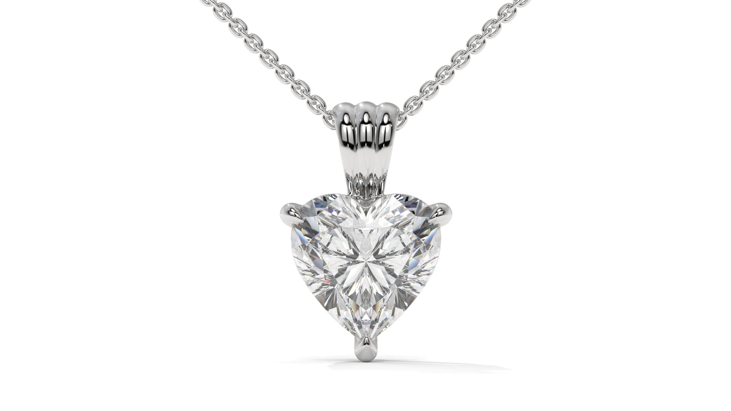 2.00 CTW Heart-Shaped Diamond Solitaire Pendant in 14K White Gold – Secure Claw-Prong Setting