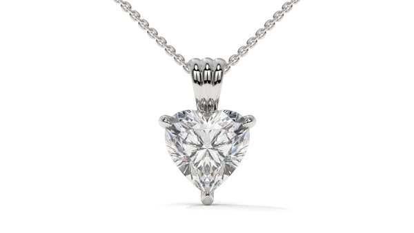 2.00 CTW Heart-Shaped Diamond Solitaire Pendant in 14K White Gold – Secure Claw-Prong Setting