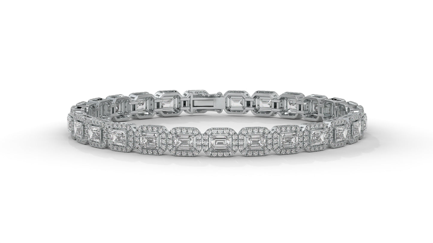 7.00 CTW Diamond Halo Bracelet in 14K White Gold - Luxury Statement Design