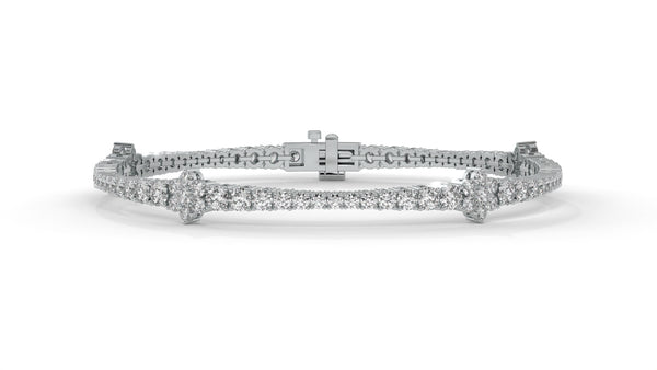 4.95 CTW Diamond Tennis Bracelet in 14K White Gold – Classic Round Cut Design