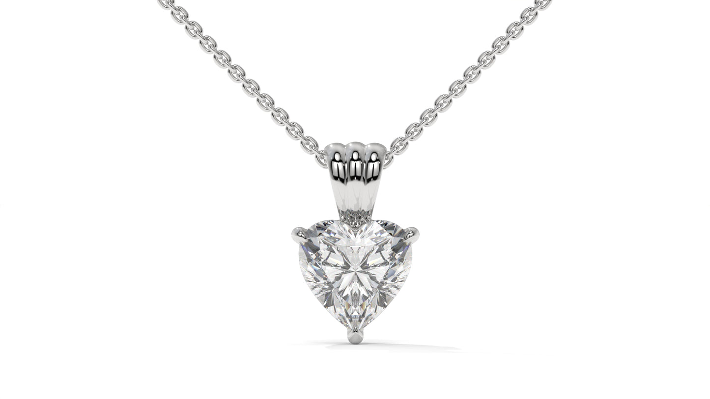 1.00 CTW Heart-Shaped Diamond Solitaire Pendant in 14K White Gold – Secure Claw-Prong Setting