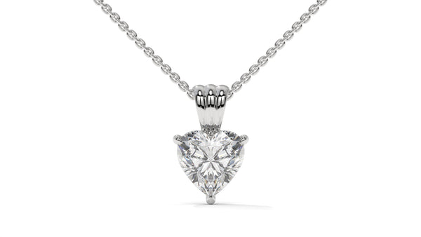 1.00 CTW Heart-Shaped Diamond Solitaire Pendant in 14K White Gold – Secure Claw-Prong Setting