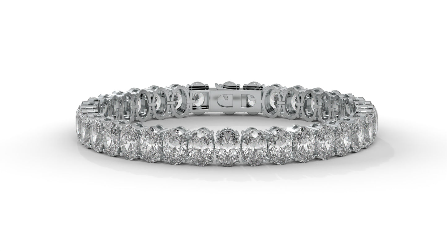 23.40 CTW Oval Diamond Bracelet in 14K White Gold – Luxury Tennis Bracelet