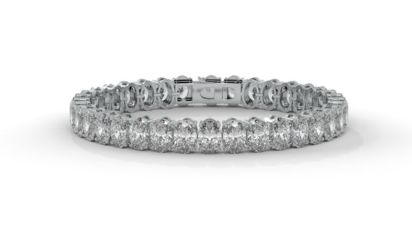 23.40 CTW Oval Diamond Bracelet in 14K White Gold – Luxury Tennis Bracelet