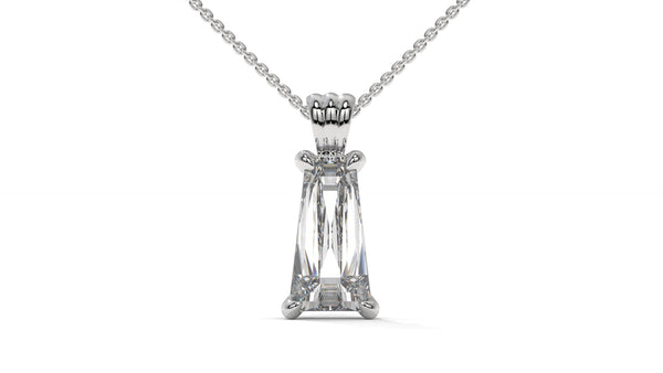 4.00 CTW Tapered Baguette Diamond Solitaire Pendant in 14K White Gold – Secure Claw-Prong Setting