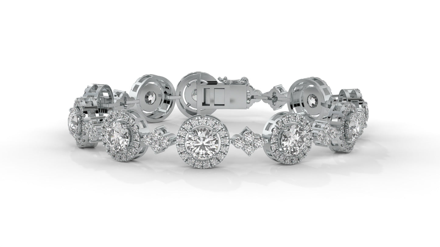 4.18 CTW Diamond Halo Link Bracelet in 14K White Gold