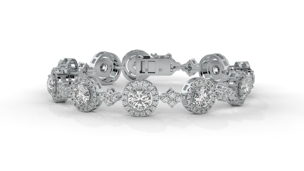 4.18 CTW Diamond Halo Link Bracelet in 14K White Gold