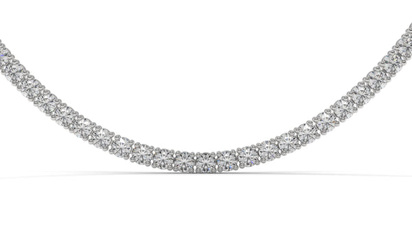 7.50 CTW Diamond Tennis Necklace in 14K White Gold – Classic Round Cut Single Row In 17 Inch