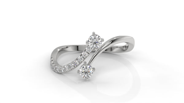 0.34 CTW Toi et Moi Diamond Ring in 14K White Gold with Round Cut Diamonds