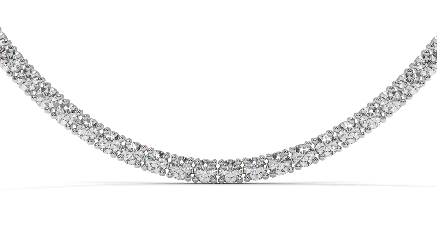 10 CTW Diamond Tennis Necklace in 14K White Gold – Classic Round Cut Single Row In 17 Inch