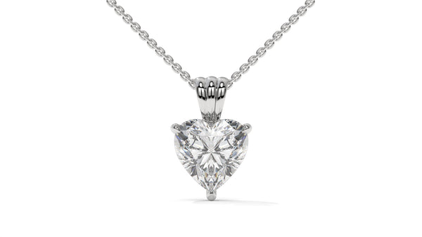 1.50 CTW Heart-Shaped Diamond Solitaire Pendant in 14K White Gold – Secure Claw-Prong Setting