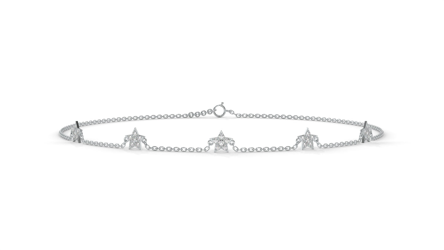 0.75 Ctw Diamond Star Bracelet in 14K White Gold