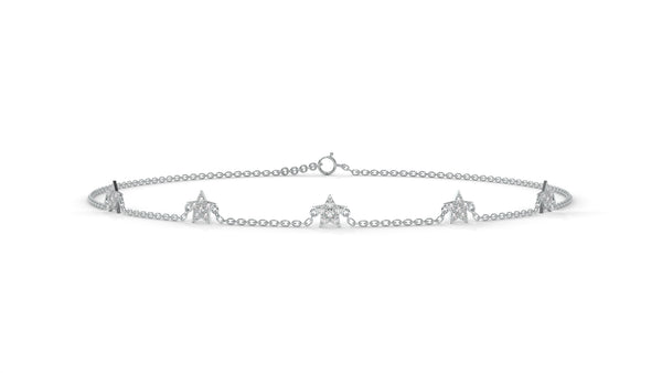 0.75 Ctw Diamond Star Bracelet in 14K White Gold