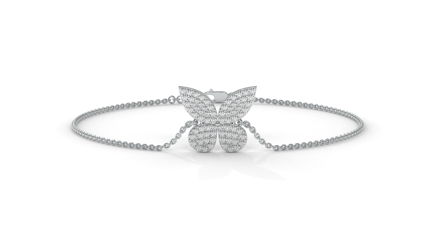 0.43 CTW Diamond Butterfly Bracelet in 14K White Gold – Pavé Butterfly Design