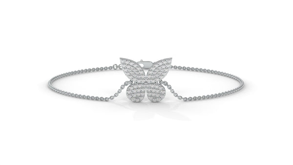 0.43 CTW Diamond Butterfly Bracelet in 14K White Gold – Pavé Butterfly Design