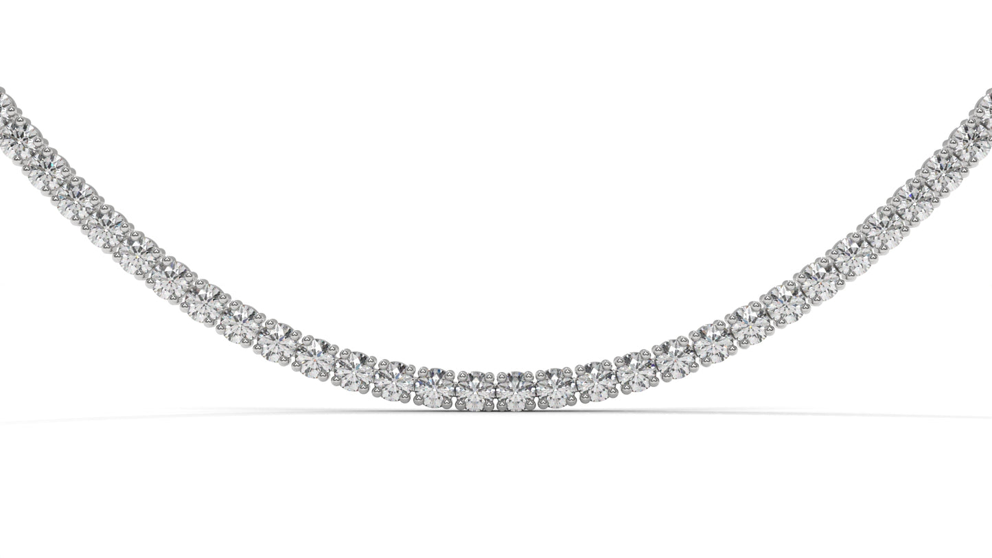 5 CTW Diamond Tennis Necklace in 14K White Gold – Classic Round Cut Single Row In 17 Inch