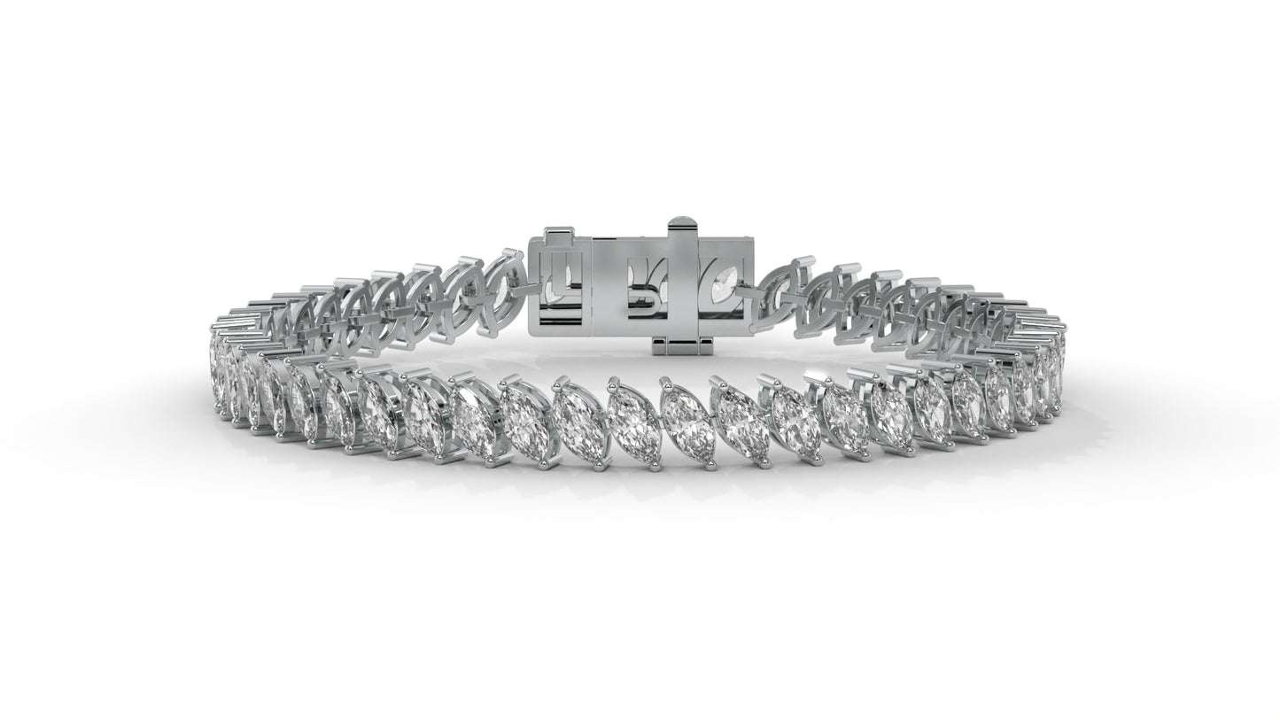 11.50 CTW Marquise Diamond Bracelet in 14K White Gold
