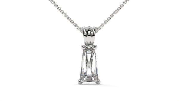 2.00 CTW Tapered Baguette Diamond Solitaire Pendant in 14K White Gold – Secure Claw-Prong Setting